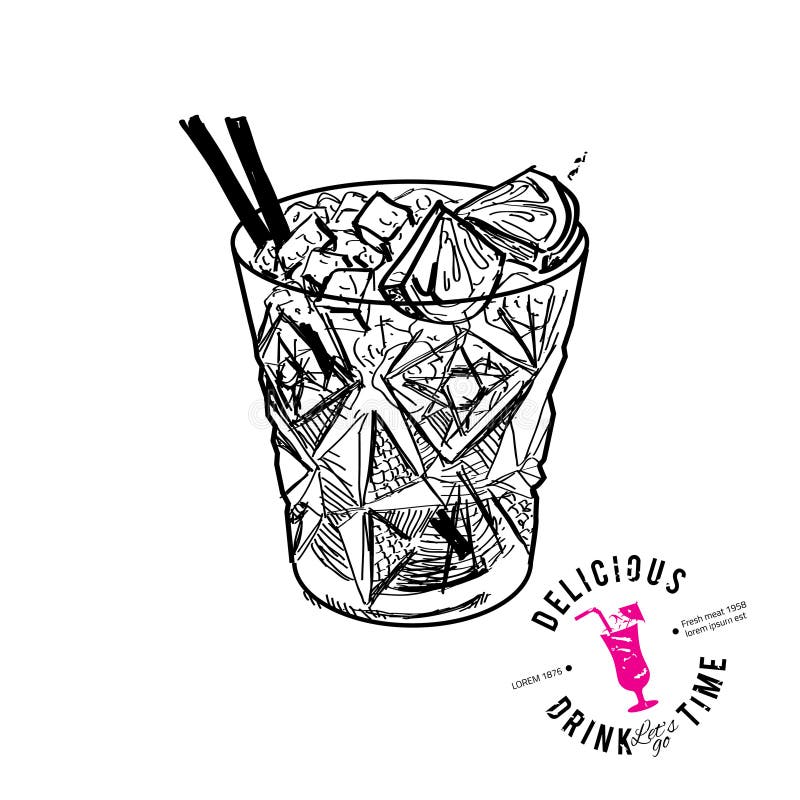 Cocktail avec le kola et les chaux d'isolement illustration de vecteur Cocktail avec le kola et les chaux d'isolement illustration de vecteur