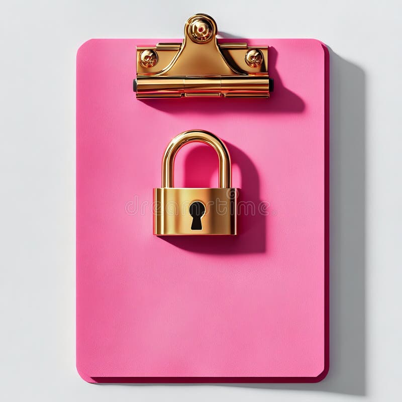 Cocktail bartending techniques. AI in the field of healthcare cybersecurity. Pink paper with a secure lock denoting stock image