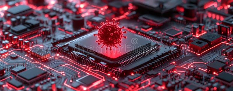 Cocktail Bartending Techniques Concept. AI for Healthcare Cybersecurity. Visual of Red and Black Virus Particles on a stock photos