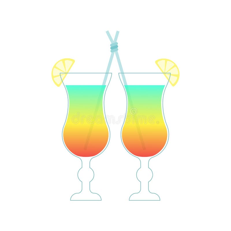 Cocktail bevete due bicchieri amanti lgbt esotico cocktail estivo con amore al limone in spiaggia estate illustrazione di stock