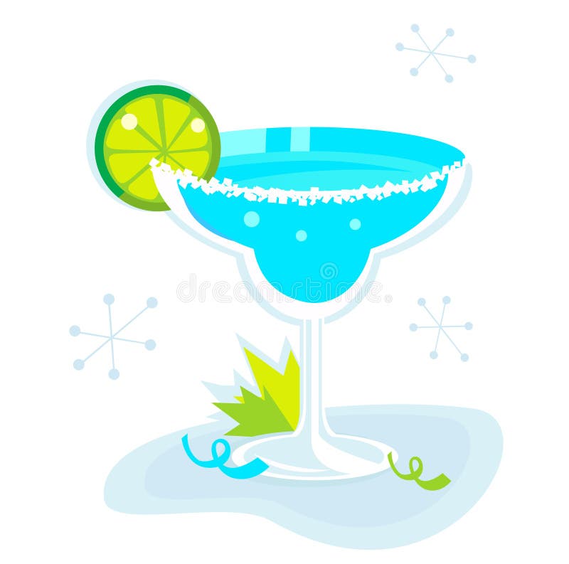 Cocktail blu di Margarita isolato su bianco illustrazione di stock