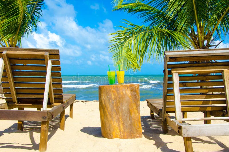 Cocktail And Chair On Beautiful Beach Stock Photo Image 44141698