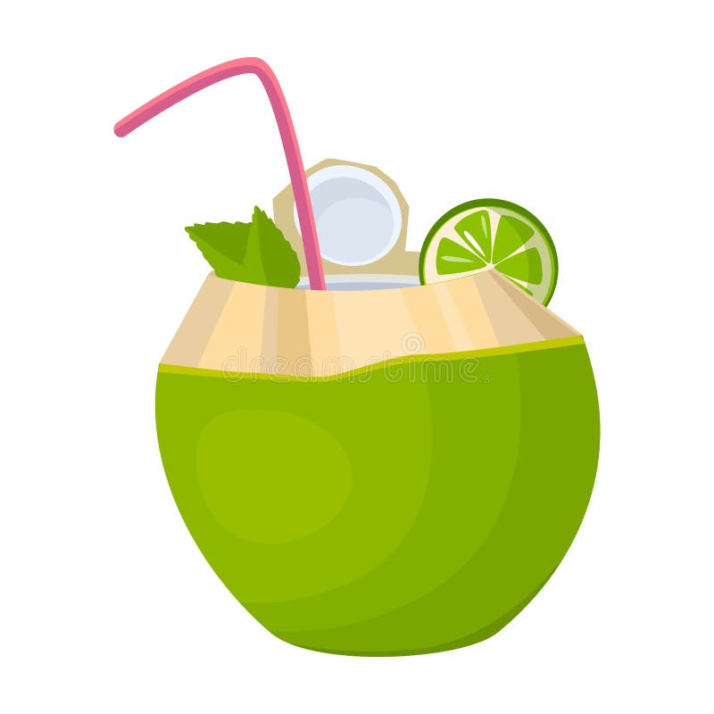 Cocktail of Coconut Vector Icon.Cartoon Vector Icon Isolated on White