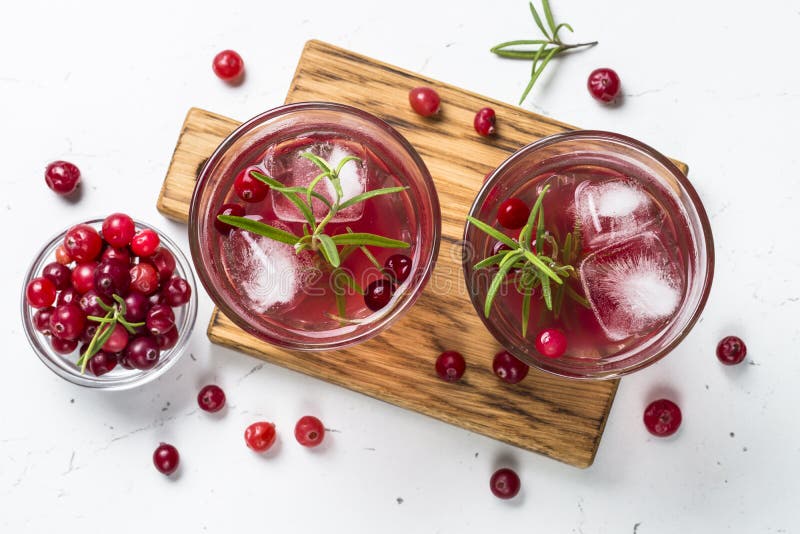 Cocktail with Cranberry, Vodka, Rosemary and Ice. Stock Image Image
