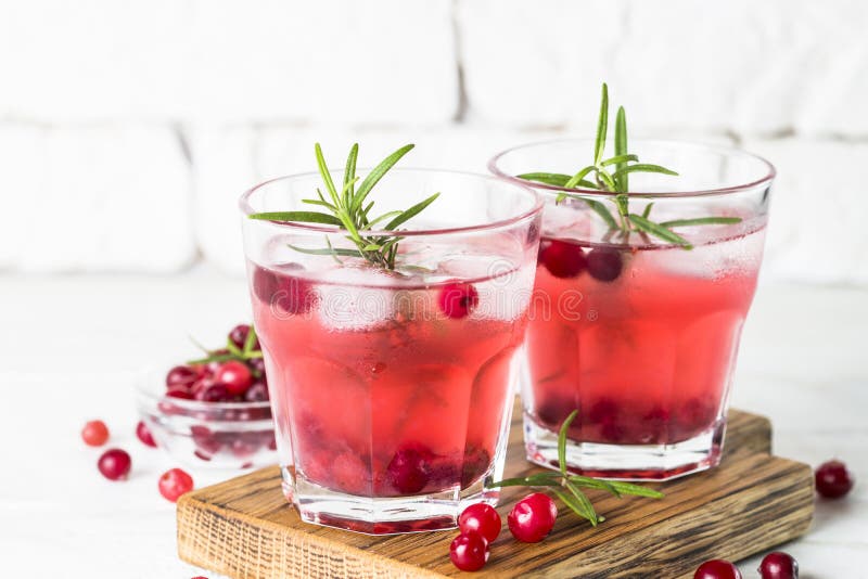 Cocktail with Cranberry, Vodka, Rosemary and Ice. Stock Image Image