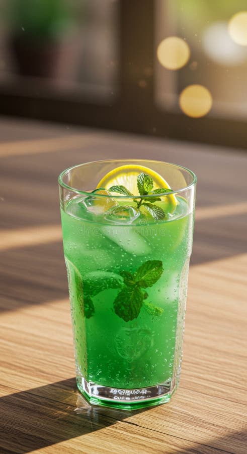 Cocktail de menthe verte rafraîchissant avec citron illustration stock