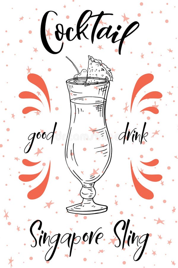 Cocktail dell'imbracatura di Singapore Bevanda disegnata a mano su fondo bianco Illustrazione di vettore royalty illustrazione gratis Cocktail dell'imbracatura di Singapore Bevanda disegnata a mano su fondo bianco Illustrazione di vettore royalty illustrazione gratis