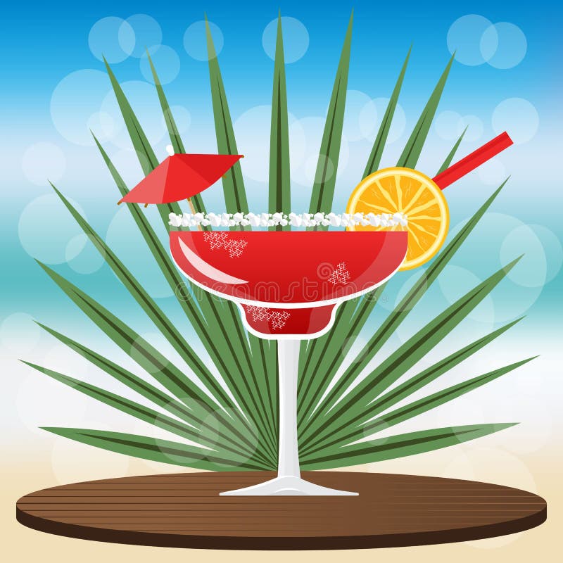 Cocktail della fragola del cocktail della margarita sul vassoio classico di legno royalty illustrazione gratis Cocktail della fragola del cocktail della margarita sul vassoio classico di legno royalty illustrazione gratis