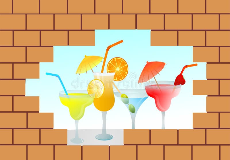 Cocktail dietro la parete illustrazione vettoriale Cocktail dietro la parete illustrazione vettoriale