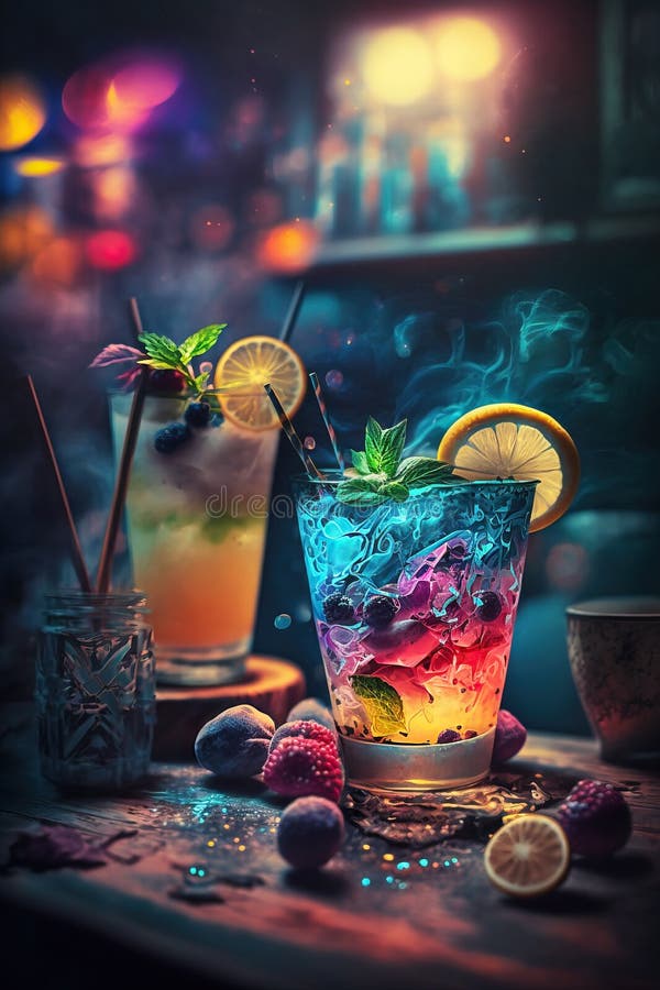 Cocktail Drinks . AI Generated Illustration Stock Illustration
