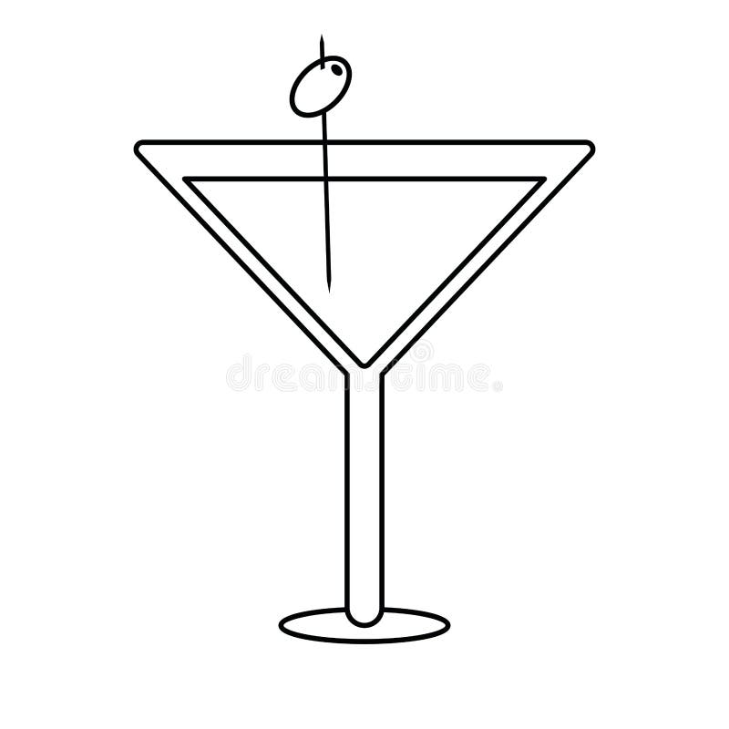 Cocktail en verre martini avec le contour olive illustration de vecteur Cocktail en verre martini avec le contour olive illustration de vecteur
