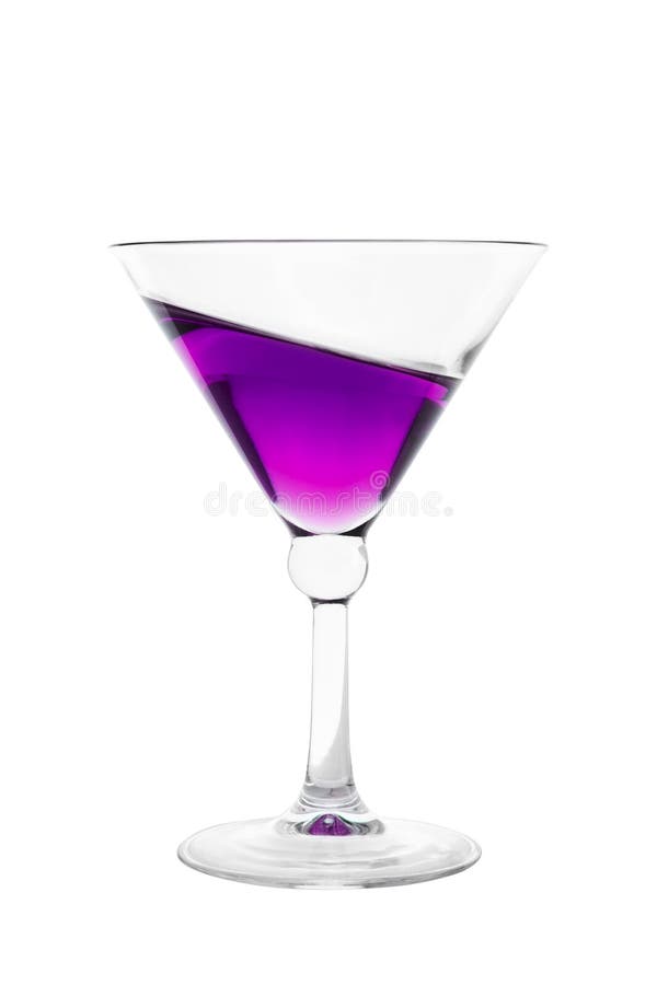 Cocktail glass filled with pink inclined drink