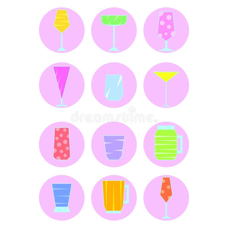 Cocktail-Icon. Isolierte Symbole Für Alkoholgetränk in Flacher Form. Symbol  Für Bunte Cocktails. Alkoholbrillen-Sammlung Vektor Abbildung -  Illustration von getränk, partei: 250396275