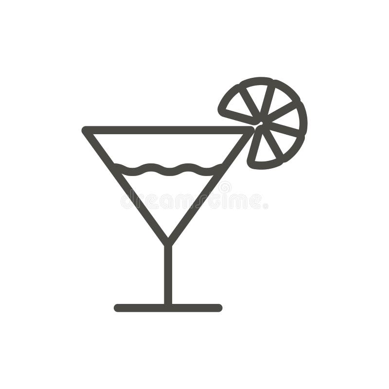 Cocktail Icon Vector. Outline Glass, Line Drink Symbol Stock