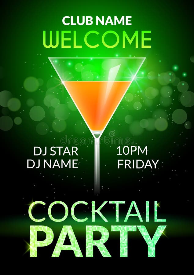 Cocktail Invitation design poster. Cocktail Party drink banner card or flyer template vector vector illustration Cocktail Invitation design poster. Cocktail Party drink banner card or flyer template vector vector illustration