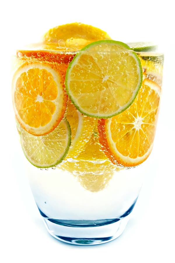 Cocktail from lime, lemon, tangerine, orange