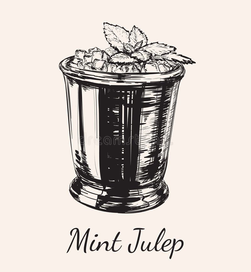 Cocktail Mint Julep for the Derby Hand Drawing Vector Illustration