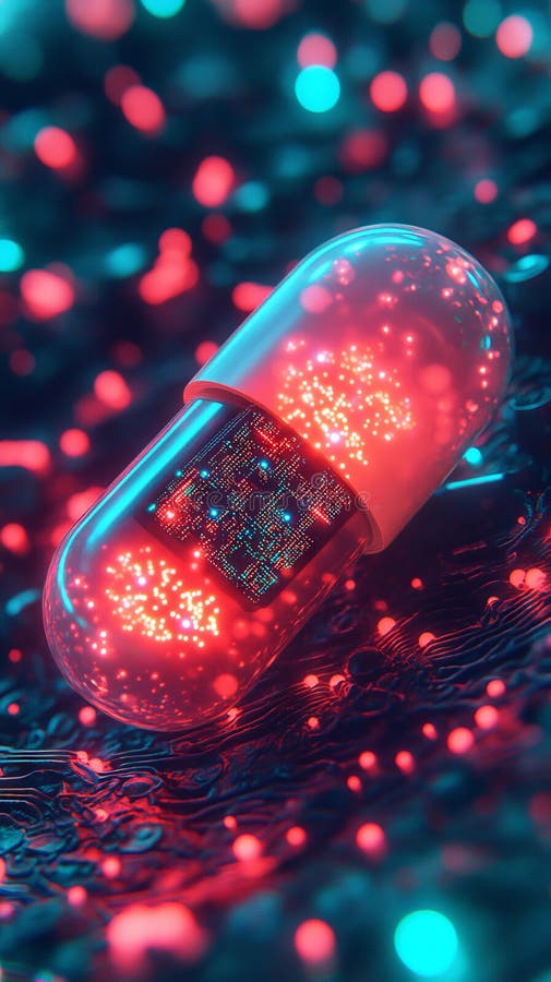 Cocktail Mixing Techniques. AI for Healthcare Cybersecurity. Futuristic Capsule with Digital Display Set Against stock photos