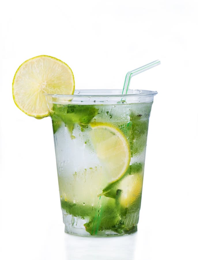 Cocktail mojito in plastic glass with ice Stock Photo by ©eduardkraft  11955436