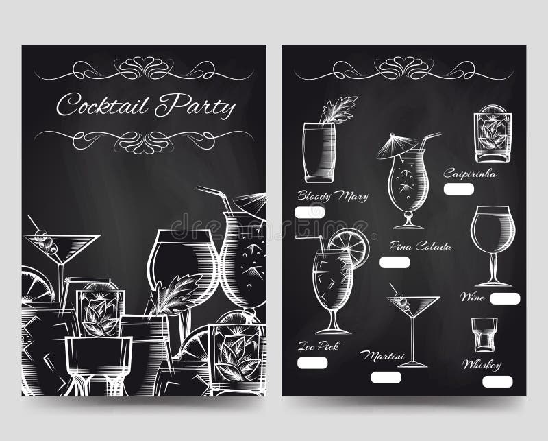 Cocktail party brochure flyers template stock illustration Cocktail party brochure flyers template stock illustration