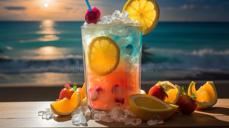 Cocktail Sex on the Beach on the Table of Open Restaurant on the Beach ...