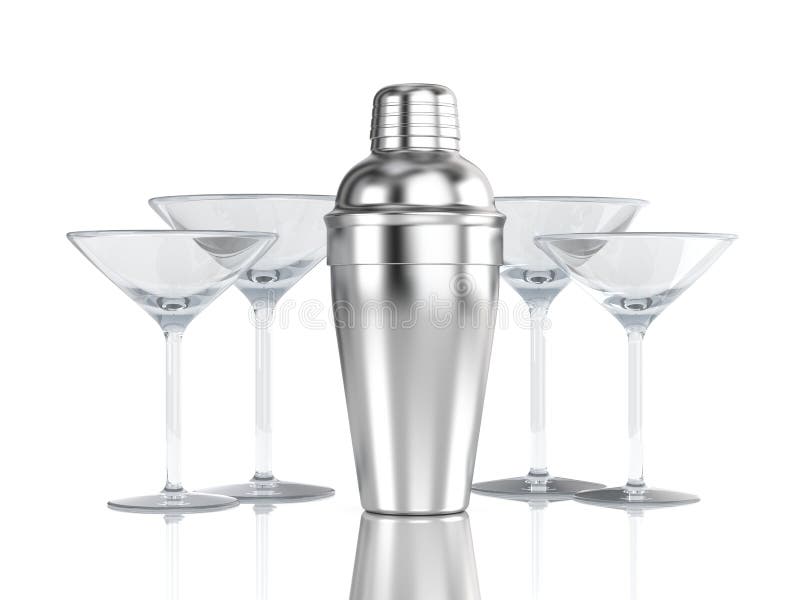 Cocktail shaker with glass stock illustration. Illustration of