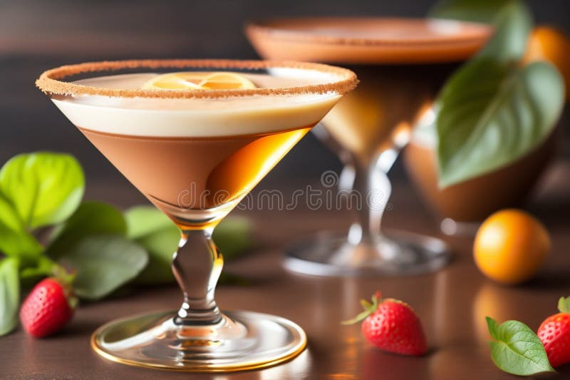 Cocktail Tini Espresso Martini on the Summer Table in the Restaurant