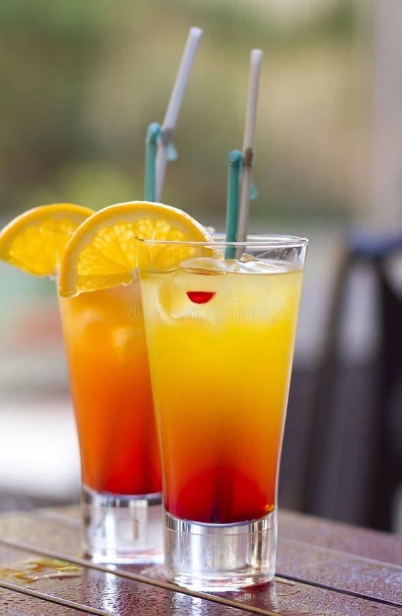 Cocktail on wet table