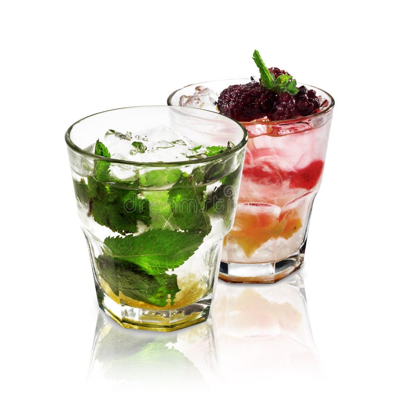 Two Short Drink Alcohol Cocktails Stock Image Image of fresh, reflected 22384701
