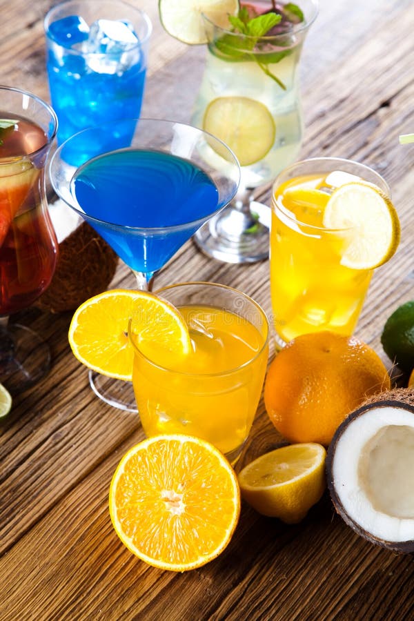 Cocktails, Alcohol Drinks with Fruits Stock Image Image of fruits