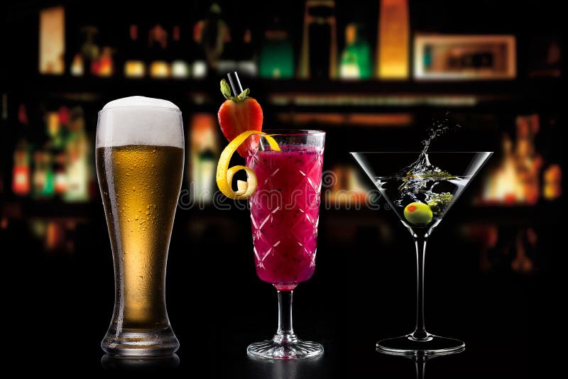 Cocktails Drinks Beverages Background Room for Text Stock Image - Image ...