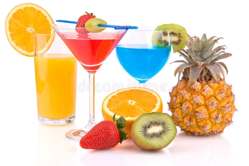Cocktails with fruits royalty free stock photos
