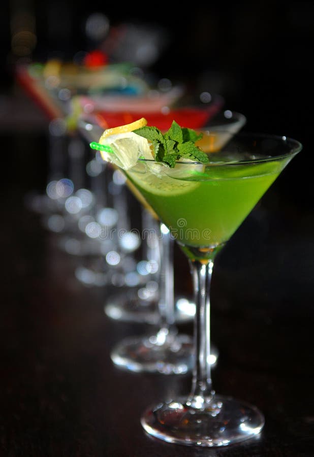Cocktails in Martini Glasses Stock Image Image of green, mint 7958445