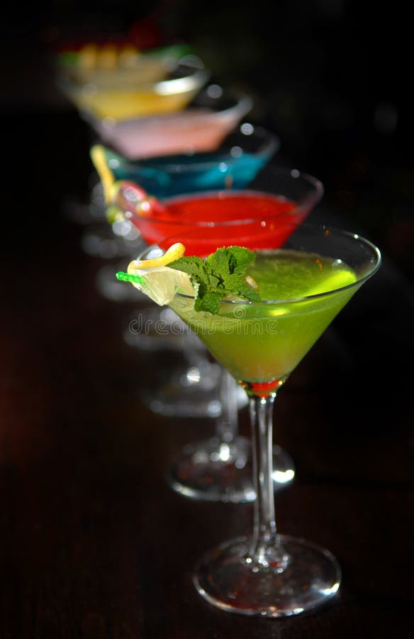 Cocktails in Martini Glasses Stock Image Image of green, mint 7958445