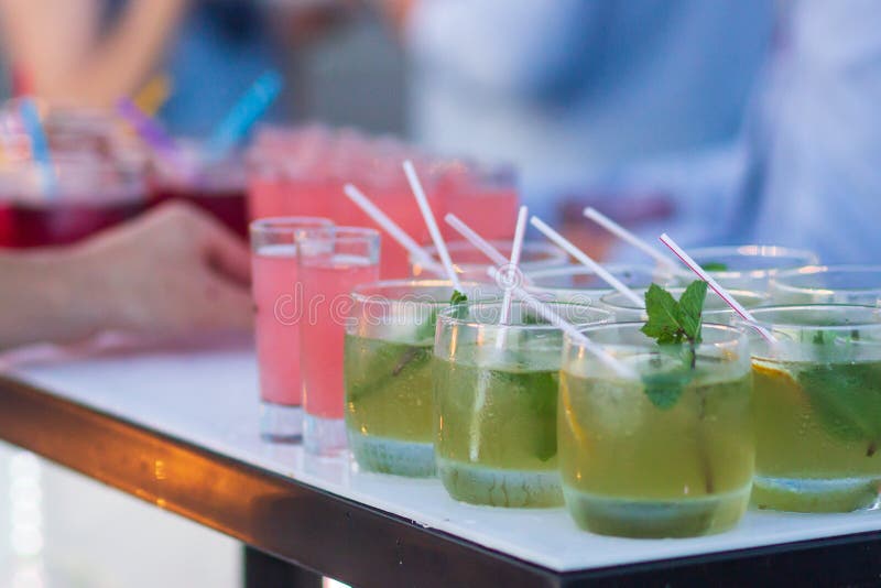 Cocktails and soft drinks stock photo. Image of juice 121518170