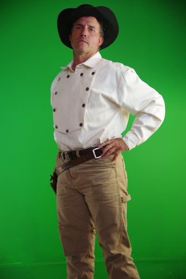 Cocky cowboy in white shirt