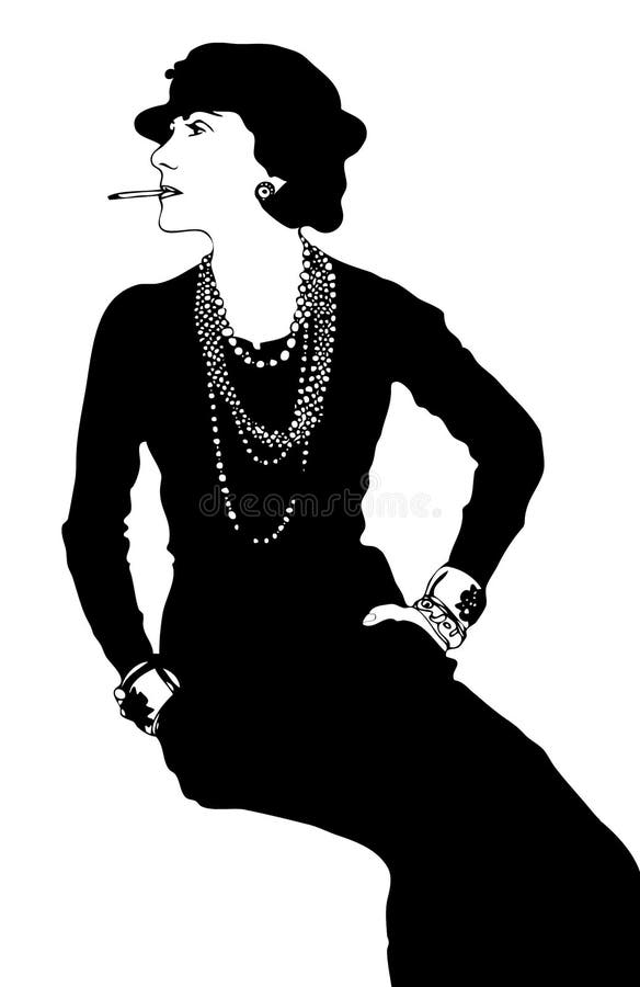 Coco Chanel. Fashion Designer. Vector. Black and White Image Stock ...
