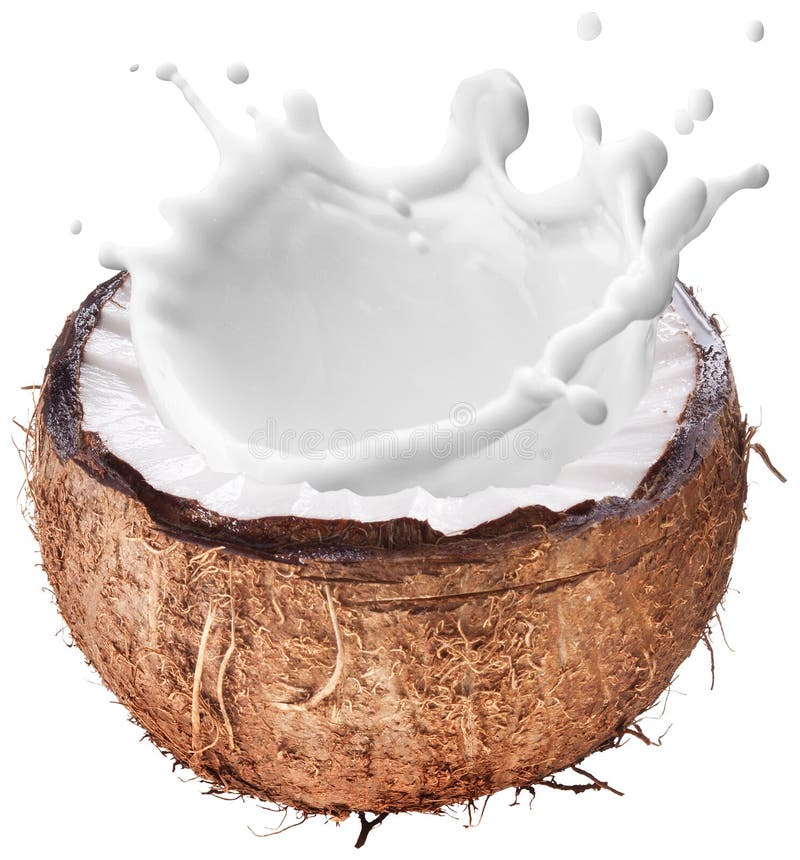 Coco con el chapoteo de la leche dentro imagenes de archivo Coco con el chapoteo de la leche dentro imagenes de archivo