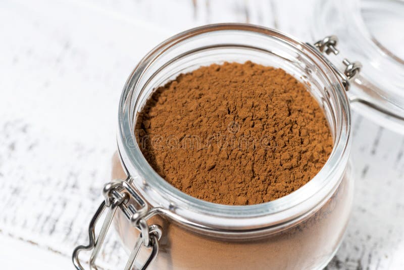 Cocoa Powder in a Glass Jar Stock Image Image of natural, powder
