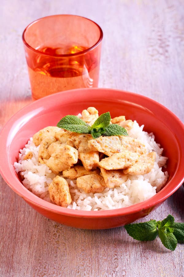 Coconut Chicken Fillet with Rice Stock Photo Image of dinner, comfort