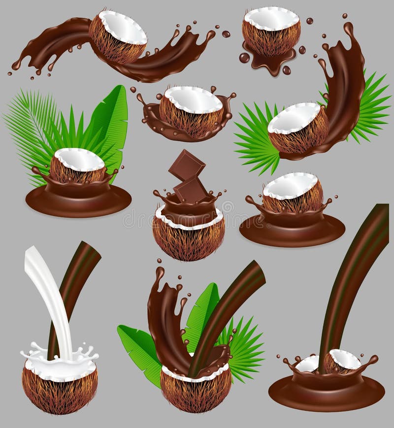 Coconut Chocolate Package Mock Up. Vector Layout Of Food Identity