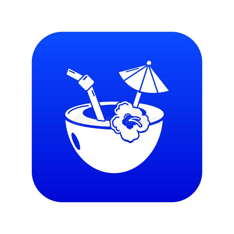 Blue Cocktail with Slice of Orange Isometric Icon Stock Vector