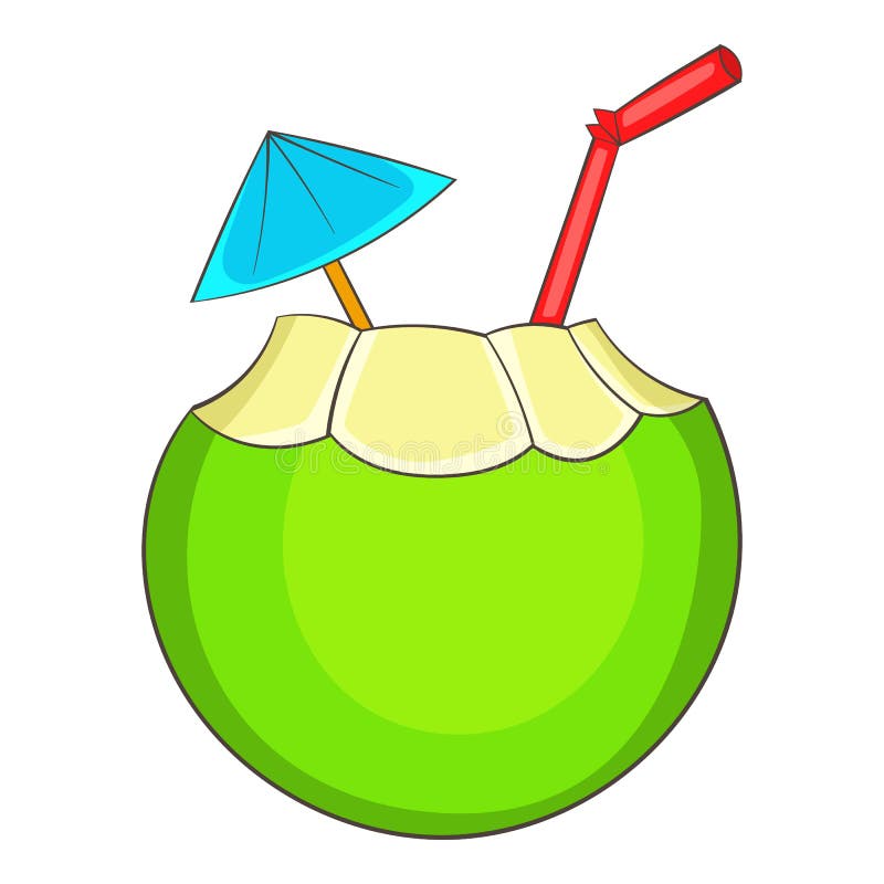 Coconut Cocktail Icon, Cartoon Style Stock Vector - Illustration of ...