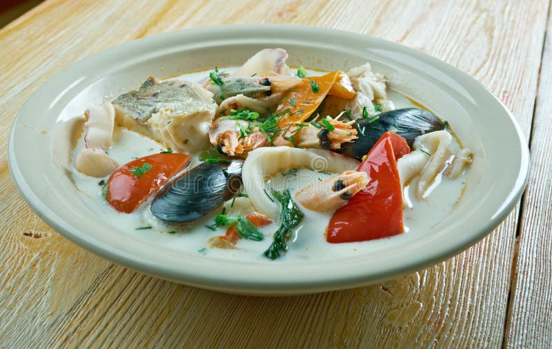 Coconut Fish Chowder stock image. Image of white, milk 79876029