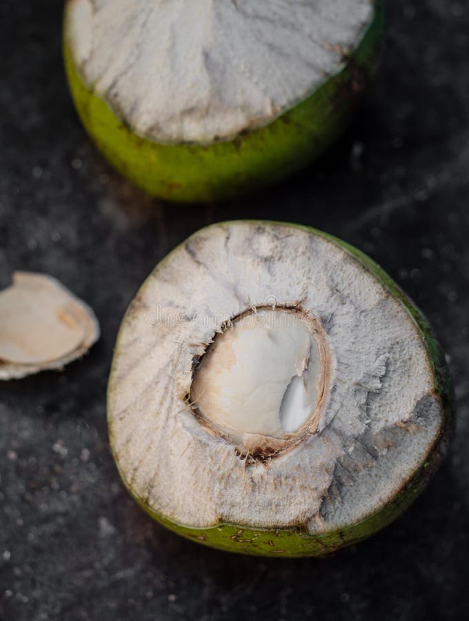 Coconut fruit close up stock image. Image of open, green 143788411