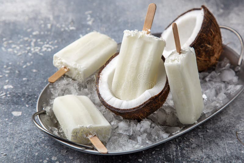 Coconut Ice Cream Popsicles Stock Photo Image of cold, eating 175640298