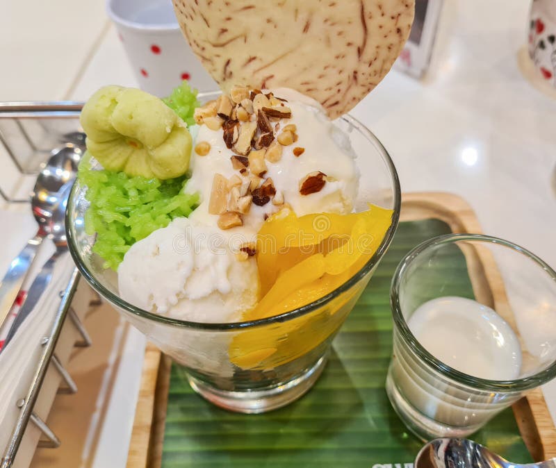 Coconut Ice Cream, Topping and White Sauce Stock Photo Image of cream