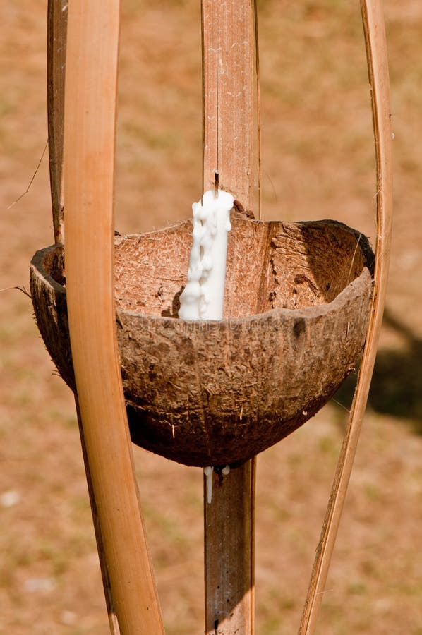 Coconut Oil Lamps for Sacred Fire in Buddha Tooth Relic Temple in Kandy