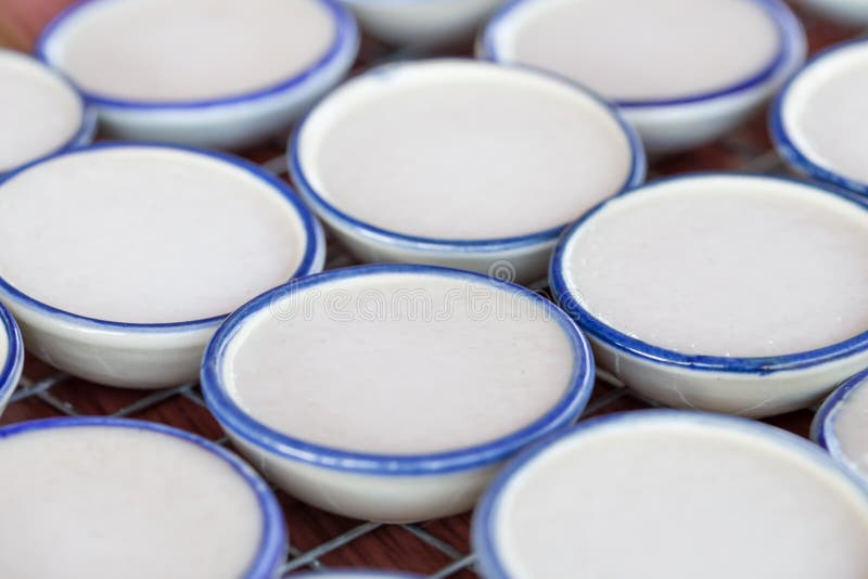 Coconut Milk Custard In Small Porcelain Cup (Thai Dessert) Stock Photo ...