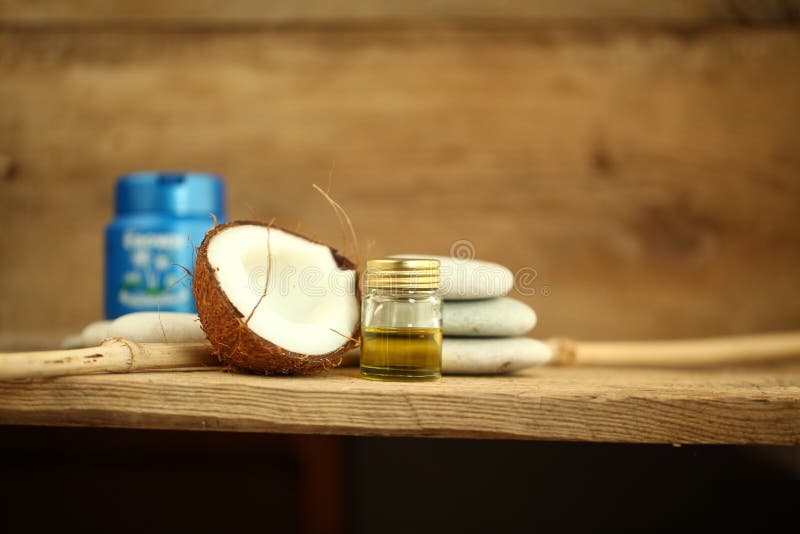 Coconut Oil for Massage Pebble Candle Spa Stock Image Image of